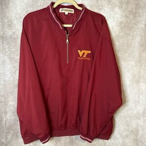 Vintage 90's AKWA Virginia Tech VT Hokies Quarter Zip Pullover Windbreaker‎ Sz L